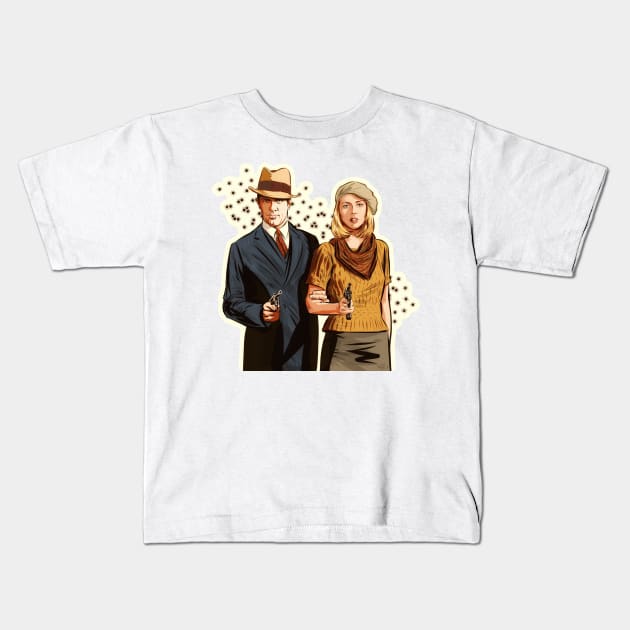 Bonnie and Clyde - An illustration by Paul Cemmick Kids T-Shirt by PLAYDIGITAL2020